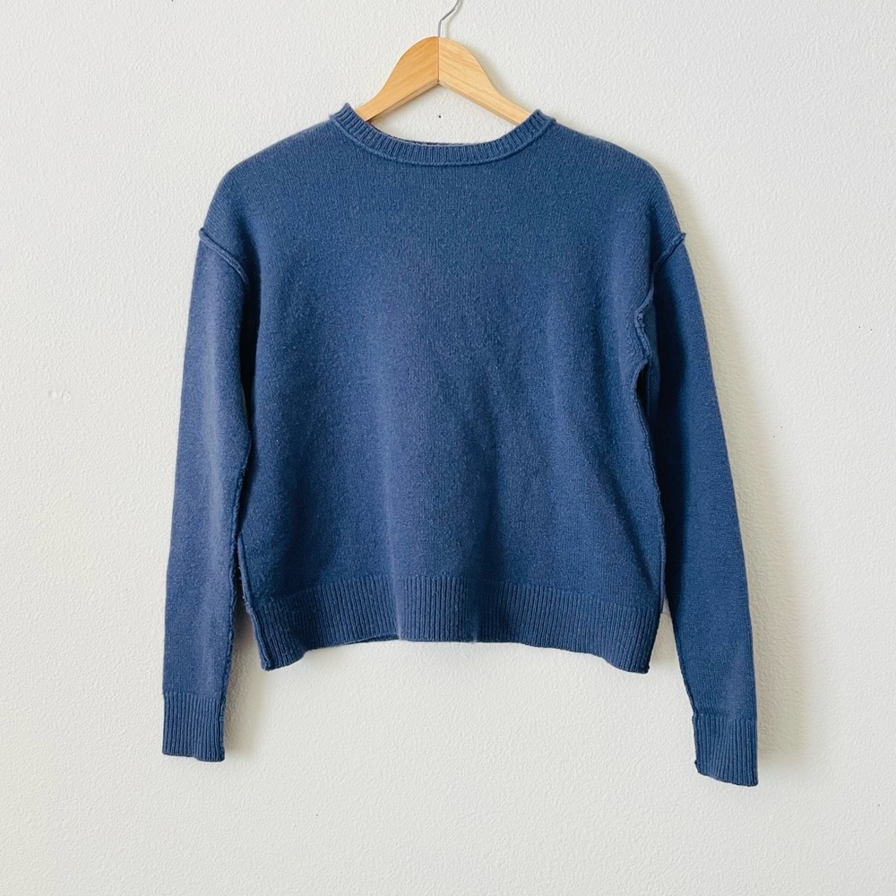 Brazeau Tricot SIZE 0 100% cashmere nightfall blue Crown knit sweater